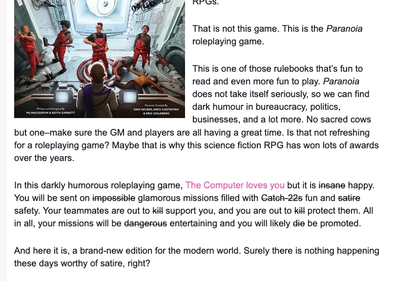 Showing the Core Rule Book cover and description as shown on Roll20