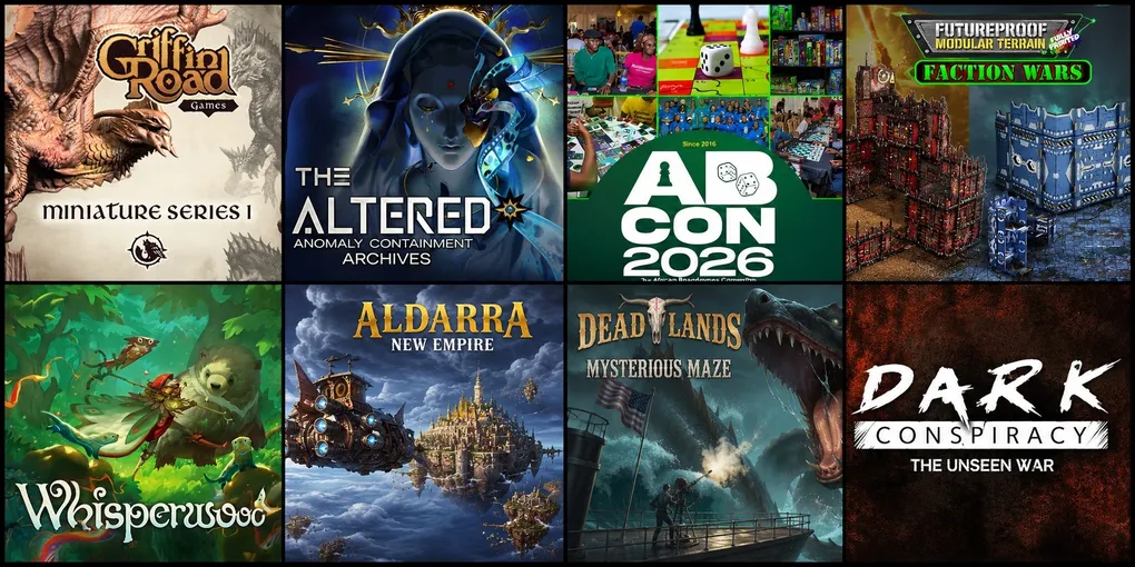 AB CON 2026, Futureproof Modular Terrain Faction Wars, Dead Lands Mysterious Maze, Dark Conspiracy The Unseen War