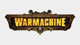 The image features the logo for "Warmachine," prominently displayed with bold, fiery yellow letters against a textured black and brown background. Above the text, there are mechanical elements resembling pipes or machinery, adding to the industrial theme of the game. The overall design conveys a sense of power and intensity, fitting for the tabletop gaming universe it represents.