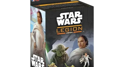 Star Wars Legion Leaders of the Republic box with Yoda, Padme, and miniatures.