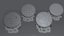 30mm Round Bases for 3D print, in render. 