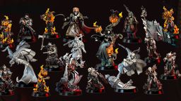 A collection of ten intricately designed miniatures from the Weird War I series is displayed against a dark background. The figures include a mix of undead and fantastical characters, such as a pumpkin-headed figure, a skeletal warrior, and a witch, all featuring dynamic poses and detailed sculpting. Each miniature showcases unique elements like flowing robes, weapons, and flame effects, emphasizing their dark fantasy theme, with the text "OCTOBER 2025" prominently featured at the top.