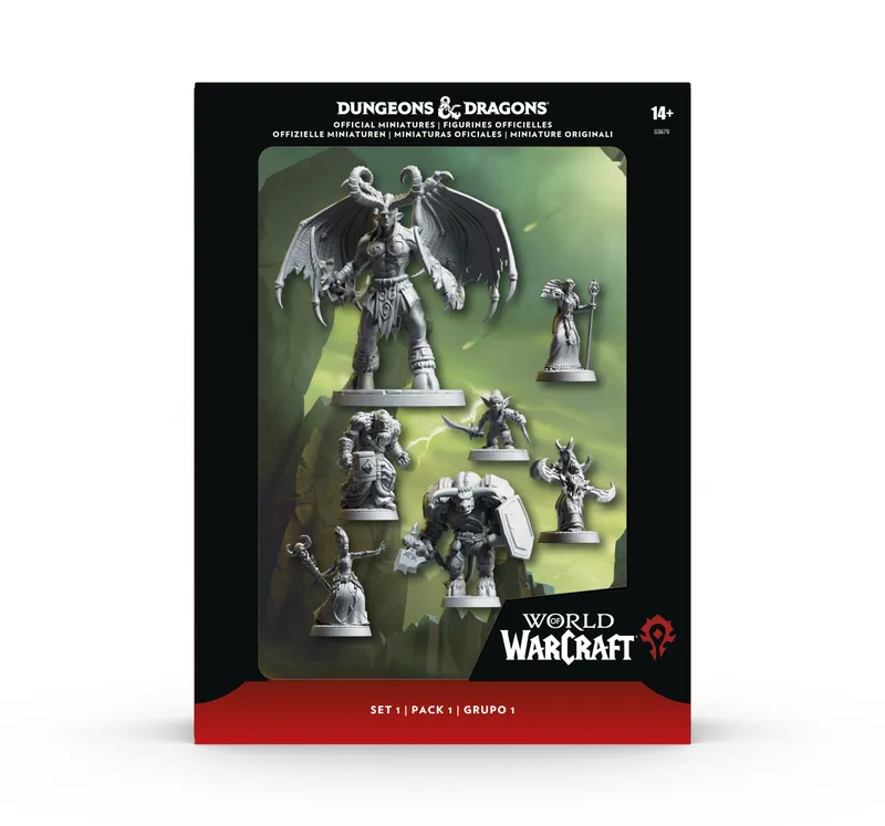 Dungeons & Dragons World of Warcraft miniatures set with 8 unpainted figures.
