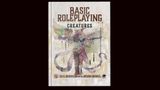 A hardcover book titled "Basic Roleplaying: Creatures" features an intricate cover illustration of a fantastical creature with a mix of human and animal traits, holding a trident. The creature has colorful wings and a detailed, textured body, set against a muted background with abstract patterns. The authors' names, Neil Robinson and Jason Durall, are displayed at the bottom of the cover.