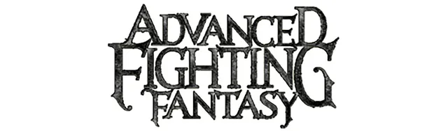 The logo for "Advanced Fighting Fantasy" features bold, stylized lettering in a dark, textured design. The letters are intricately shaped, with some elements appearing jagged or worn, evoking a sense of adventure and fantasy. The overall aesthetic suggests a classic tabletop role-playing game, inviting players to explore its rich narratives and challenges.