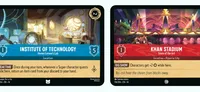 Two Disney Lorcana TCG cards: Technology Lab and Big Show.