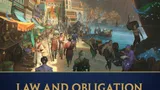 Cosmere Roleplaying Game, Law and Obligation, bustling harbor town with mountains and ships.