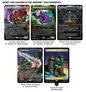 Five Magic: The Gathering cards: Battle Cat, Panther, Bone Throne, Sword of Power, Command Tower.