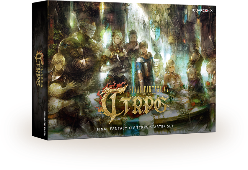 Final Fantasy XIV TTRPG Starter Set box showing 9 characters
