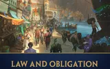 Cosmere Roleplaying Game, Law and Obligation, bustling harbor town with mountains and ships.