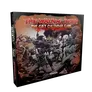 A box for "The Walking Dead: The Gift Calendar Game" features a dramatic illustration of characters engaged in a tense confrontation with zombies. The artwork showcases a chaotic scene with several figures wielding weapons, set against a backdrop of a desolate landscape. The title is prominently displayed at the top in bold red letters, with the Mantic logo at the bottom.