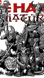 A group of fantasy orcs stands prominently in the foreground, each character displaying unique features and weaponry, including axes, shields, and a banner. The orcs are depicted in a stylized, black-and-white illustration, showcasing a variety of armor and expressions that convey their mischievous nature. Above them, the logo "DIE HARD Miniatures" is displayed in bold red letters, adding emphasis to the scene.