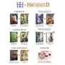A visually organized infographic showcases the relaunch of the "Household" roleplaying game by Two Little Mice. It features a flowchart layout with distinct sections for the core book, garden book, lore expansion, and art book, each accompanied by illustrated covers of the respective titles. The titles include "Household Volume I," "Adventures in the Household," "Journey to the Garden," and "A Practical Guide to Living Inside the House," among others, with arrows indicating their connections to the 5E compatible versions and premade adventures. The overall design is colorful and engaging, reflecting the whimsical nature of the game.