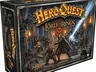 A box for "HeroQuest: The Lord of the Rings" features a dynamic illustration on the front, showcasing iconic characters from the series, including Aragorn, Legolas, and Gandalf, set against a dark, stone dungeon backdrop. The title is prominently displayed at the top, with the One Ring symbol glowing in the center. The box also includes a treasure chest filled with gold coins and jewels, hinting at the adventures within.