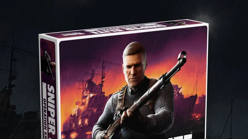 Sniper Elite Operation Kraken game box with soldier holding rifle, burning ship background