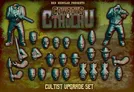 Multi-part tabletop gaming miniature cultist with optional heads and weapons