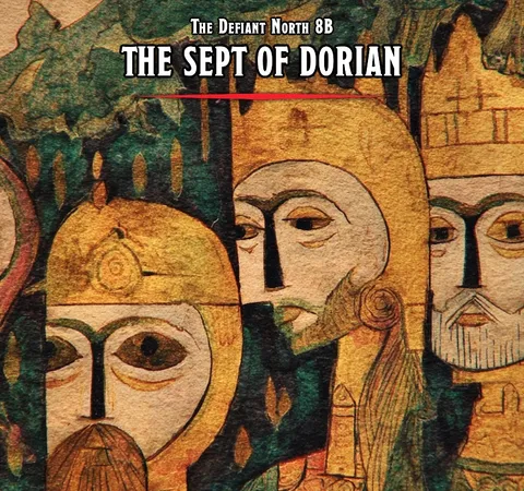 Stylized illustration of three robed figures with elongated faces, text "THE SEPT OF DORIAN" and "5th EDITION"