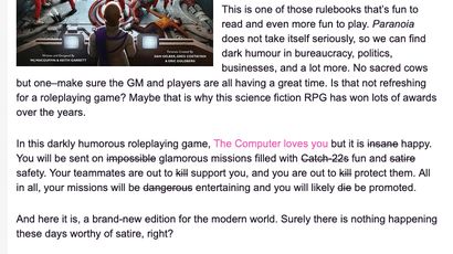 Showing the Core Rule Book cover and description as shown on Roll20