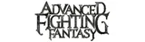 The logo for "Advanced Fighting Fantasy" features bold, stylized lettering in a dark, textured design. The letters are intricately shaped, with some elements appearing jagged or worn, evoking a sense of adventure and fantasy. The overall aesthetic suggests a classic tabletop role-playing game, inviting players to explore its rich narratives and challenges.