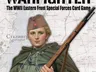 A person in a green military uniform and camouflage cape, wearing a brown cap with a red star, holding a bolt-action rifle with a bayonet. Behind them, a faded topographic map with Cyrillic text, including the word "Сталинград" (Stalingrad). At the top, bold text reads "WARFIGHTER The WWII Eastern Front Special Forces Card Game".