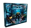 A holiday gift calendar titled "Deep Space Pest Control" features a vibrant, sci-fi themed design. The cover showcases a humanoid character with green skin and a futuristic outfit, wielding a weapon, set against a backdrop of a high-tech space environment. The title is prominently displayed at the top, with bright blue and silver accents enhancing the overall festive and adventurous aesthetic.