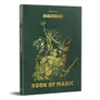 Green book cover with gold foil illustration of a knight and dragon, text "DRAGONBANE BOOK OF MAGIC"