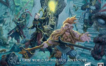 Warhammer Fantasy Role-Play, a group of adventurers battling monsters in a ruined city.