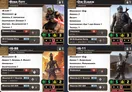 The image features four character cards from the Star Wars: Legion tabletop game. In the top left, Boba Fett is depicted with a vibrant illustration, showcasing his iconic armor and weapons, along with stats and abilities listed below. The top right displays Din Djarin, also known as The Mandalorian, with his own set of abilities and weapons. The bottom left features IG-88, an IG-Series Assassin Droid, with details about his combat capabilities. Finally, the bottom right presents IG-11, another droid character, highlighting his unique skills and weaponry. Each card includes a combination of artwork, character names, and gameplay statistics.