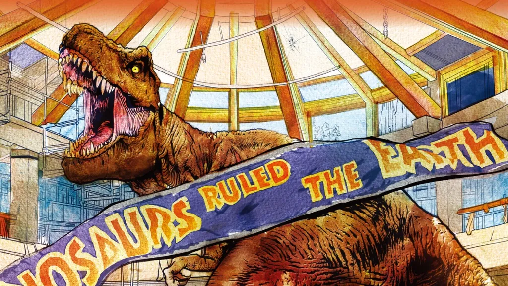 T-Rex roaring, "Jurassic Park TCG" banner