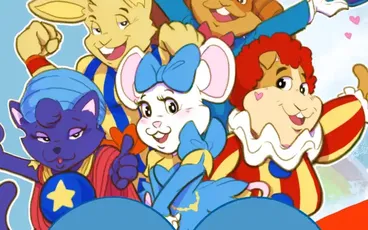 Cartoon animals in colorful outfits, text: THE HONEYHEART ADVENTURES