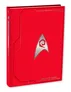 Red book cover with silver Starfleet insignia featuring a spiral design. Text reads: "OPERATIONS DIVISION PHASE I CRB // 0047-08-18".