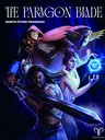 Fantasy heroes in dark setting, glowing orb, sword, owl-like creature, masked figure.