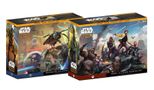 Two chunky starter sets for Star Wars Legion are displayed, featuring the Rebel Alliance and Separatist factions. The Rebel Alliance set showcases characters like Luke Skywalker and various scouts and Wookiees, while the Separatist set includes General Grievous and a variety of droids, including battle droids and super battle droids. Each box features vibrant artwork depicting the characters and their respective armies, with the text "STAR WARS LEGION" prominently displayed on the front.