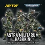 Seven green-armored action figures with weapons, "JOYTOY", "WARHAMMER 40,000", "ASTRA MILITARUM KASRKIN", "STAND WITH CADIA! - PRE ORDER NOW"