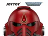 Red Space Marine helmet with gold blood drop icon, "JOYTOY WARHAMMER 40,000" text.