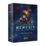 Box for the board game "Nemesis: Retaliation - Spacecats" by Awaken Realms. The cover art depicts a futuristic scene with a large mechanical suit holding a cat wearing a glowing red circular device on its chest. Two smaller cats, also with glowing red circular devices, sit nearby. The background is a dark, space-themed setting with nebula-like colors. The text "Nemesis Retaliation" and "Spacecats" is prominently displayed, along with the Awaken Realms logo.