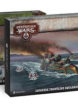 Two boxed sets are displayed side by side. On the left, the "Armoured Clash" box features artwork depicting soldiers with heavy weaponry, hinting at the Commonwealth Heavy Regiment. The right box, labeled "Dystopian Wars," showcases a fleet of ships, including the Japanese Frontline Squadrons, navigating turbulent waters with smoke rising in the background. Both boxes are designed with vibrant colors and detailed illustrations, emphasizing their respective themes.