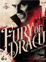 The cover of "Fury of Dracula: 5th Edition" features a dramatic illustration of Dracula, depicted with a sinister expression and sharp features, set against a backdrop of a dark, gothic castle. The title "FURY OF DRACULA" is prominently displayed in bold, stylized lettering, with the subtitle "A Game of Deduction & Gothic Horror" beneath it. The design incorporates elements like a map of Europe and a horse-drawn carriage, enhancing the game's Victorian theme.