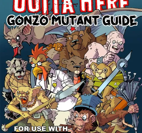 "ARMAGEDDON OUTTA HERE GONZO MUTANT GUIDE" with cartoon mutants and animals.
