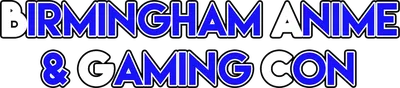 The text features the words "BIRMINGHAM ANIME & GAMING CON" in bold, vibrant blue letters against a contrasting background. The design emphasizes a playful and energetic theme, suitable for an event focused on anime, gaming, and related activities. The letters are stylized, with some featuring unique shapes, enhancing the visual appeal.