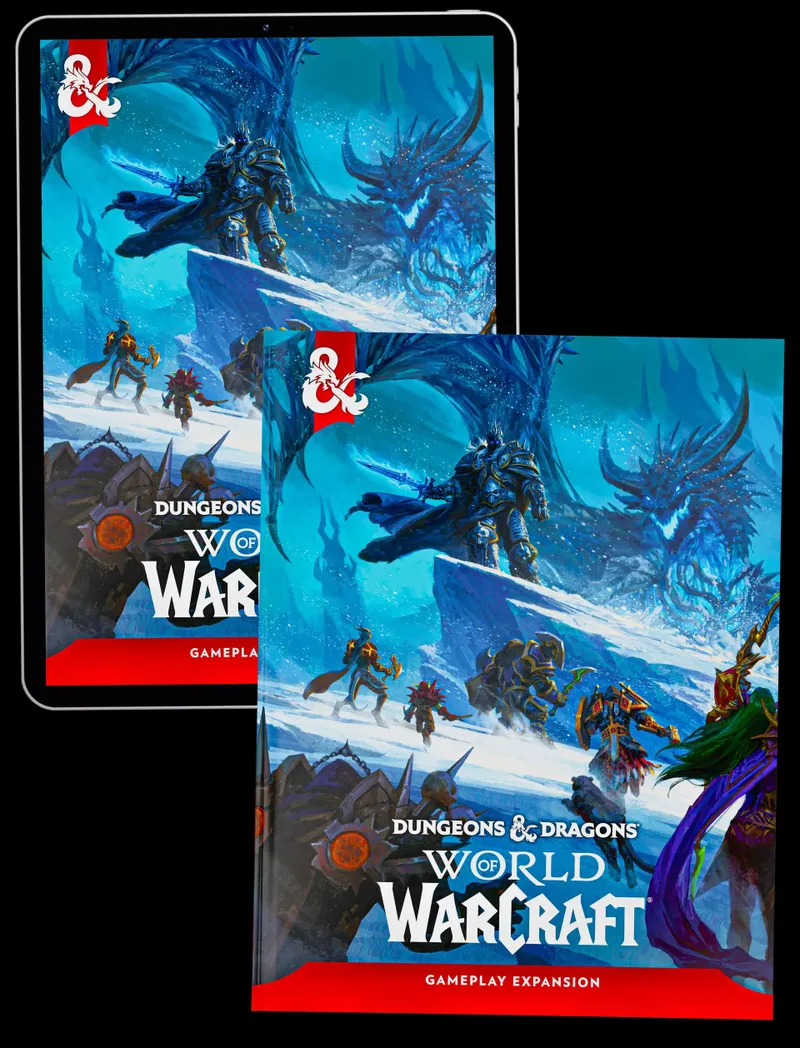 Two Dungeons & Dragons World of Warcraft book covers on a black background.