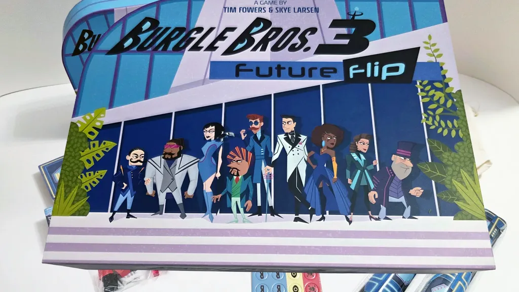 Burgle Bros. 3 Future Flip game box with cartoon characters.