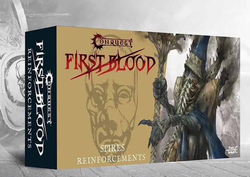 Conquest First Blood Spires Reinforcements box with skull and sword illustration