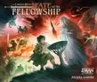 A colorful and dynamic game cover for "The Lord of the Rings - Fate of the Fellowship" features a young hobbit, Frodo, in the foreground, holding a circular object, with a backdrop of various characters from the series, including a ghostly figure of a woman and warriors. The artwork captures a sense of adventure and urgency, with vibrant colors and dramatic lighting. The title is prominently displayed at the top, along with the designer's name and publisher logos.