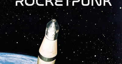 Rocket above Earth with text "LONER ROCKETPUNK"