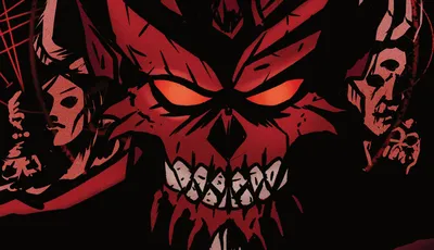 Cover depicting an intimidating red demon and other demons behind them.