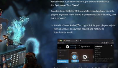 An example of the Syrinscape webplayer website page