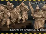 Five miniatures in futuristic Korean-inspired armor holding rifles, text "SCI-FI GAPSA JULY'S PHYSICAL & DIGI"