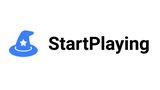 The image features the text "StartPlaying" in bold, black font against a plain white background. The simplicity of the design emphasizes the brand name, making it easily recognizable. This logo represents the platform that connects players with professional Game Masters for tabletop role-playing games.