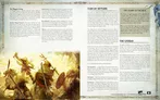 A vintage-style book page with Warhammer Fantasy Roleplay branding at the top. Text includes: - "The Maggot’s Gang" with a description of a gang operating in Wreckers’ Point. - "Eldain Ormgs" and "Johannes Maggot" as named characters. - "Ulrican Sect" with a section about a religious cult.